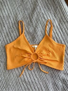 H&M Vibrant Orange Cropped Tank Top Size Medium Beach Summer